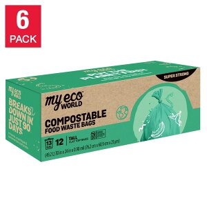ySiΏہE펞2300~E3800~E41000~OFFN[|zyAJRXgRizMyEcoWorld 13K ͔쉻\ȐHipobOA72 MyEcoWorld 13-gallon Compostable Food Waste Bag, 72-county
