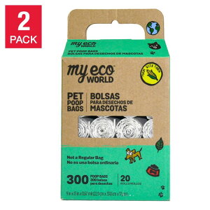 �}�C�G�R���[���h �y�b�g�p �r���������� 40���[�� 600���� ��23×33cm MyEco World Poop Bags 40 Roll Pack, 600 Bags �y�����񂹏��i�z