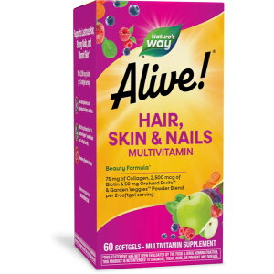 ネイチャーズウェイ アライブ ヘア・スキン&ネイルズ マルチビタミン 60ソフトジェル Alive! Hair, Skin & Nails Multi-Vitamin 60 Sg 【お取り寄せ商品】【合わせて買いたい】