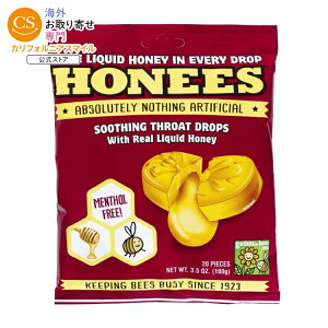 �n�j�[�Y �n�j�[�����\�[���t���[ �̂ǈ� 20�� HONEES Soothing Throat Drop Honey Menthol-Free Bag 20 LOZENGE �y�����񂹏��i�z