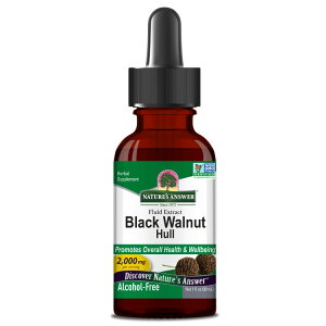 ネイチャーズアンサー ブラックウォールナット殻 アルコールフリーエキス 28g NATURE'S ANSWER Black Walnut Hulls Alcohol Free Extract 1 OUNCE 【お取り寄せ商品】