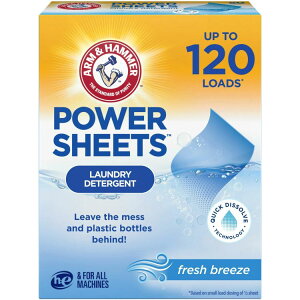 yAJEH}[gizA[n}[ p[V[g  tbVu[Y 60 ʐ120 Arm & Hammer Power Sheets Laundry Detergent, Fresh Breeze, 60 Count, Up to 120 Small Loads y