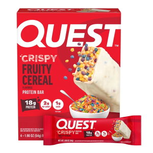 �N�G�X�g �N���X�s�[ �v���e�C���o�[ �t���[�e�B�[�V���A���� 18g����ς��� 4�{���� Quest Crispy Protein Bar, Fruity Cereal Flavor, 18g of Protein, 4 Count �y�����񂹏��i�z