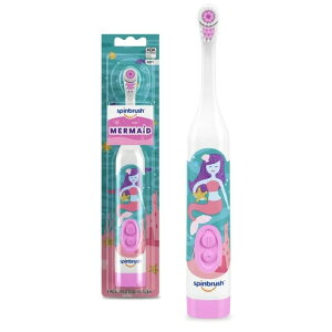 �X�s���u���V �}�[���C�h �L�b�Y �d�r�� �d�����u���V ���炩�� �ѐ� 3�Έȏ� 1�{ Mermaid Spinbrush Kids Electric Toothbrush, Battery-Powered, Soft Bristles, Ages 3+ �y�����񂹏��i�z