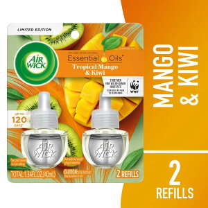 yAJEH}[gizGA[EBbN vOC FIC tBitbV}S[LEC̍j2 Air Wick Plug-In Scented Oil Air Freshener Warmer Refills, Fresh Mango and Kiwi, 2 Cou