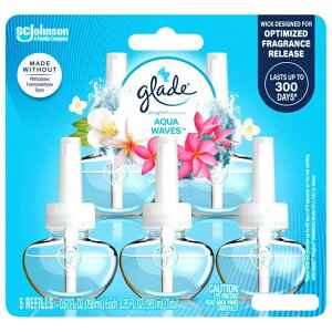 �O���[�h �v���O�C�� �t���O�����X �E�H�[�}�[ �����p�I�C�� �A�N�A �E�F�[�u 20ml 5�� Glade PlugIns Fragrance Warmer Plug-in Oil Refills, Aqua Waves, 0.67 oz, 5 Count �y�����񂹏��i�z