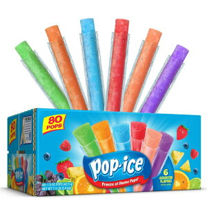 yAJEH}[giz|bvACX A\[gt[c t[U[ ACXLfB[ Oet[ XibN 42.5g 80 Pop-Ice Assorted Fruit Freezer Ice Pops, Gluten-Free Snack, 1.5 oz, 80 Count
