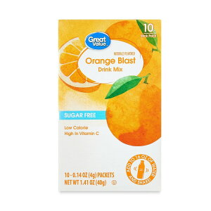 yAJEH}[gPBzO[go[ VK[t[ IW A[[CY hN~bNX 4g 10 Great Value Sugar-Free Orange Early Rise Drink Mix, 0.14 oz, 10 Ct y񂹏iz