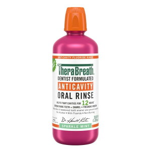 yAJEH}[gizZuX AR[t[ }EXEHbV tbfzt Xp[N~g 473ml TheraBreath Anticavity Alcohol-Free Mouthwash Mouthrinse with Fluoride Sparkle Mint 16 fl oz