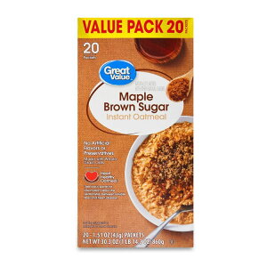 yAJEH}[gPBzO[go[ [vuEVK[ CX^gI[g~[ 860g Great Value Maple & Brown Sugar Instant Oatmeal, 1.51 oz, 20 Count y񂹏izy킹