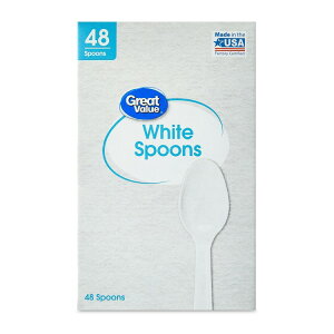 yAJEH}[gPBzO[go[ ĝăvX`bNzCgXv[ 48{ Great Value Disposable Plastic White Spoons, 48 Count y񂹏izy킹Ĕz