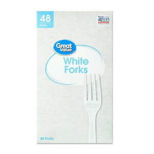 yAJEH}[gPBzO[go[ ĝăvX`bNzCgtH[N 48{ Great Value Disposable Plastic White Forks, 48 Count y񂹏izy킹Ĕz