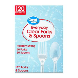 yAJEH}[gPBzO[go[ vX`bN g铧tH[NXv[Zbg 120{ Great Value Plastic Everyday Clear Fork and Spoon Combo, 120 Count y񂹏izy