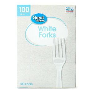 yAJEH}[gPBzO[go[ ĝăvX`bNzCgtH[N 100{ Great Value Disposable Plastic White Forks, 100 Count y񂹏izy킹Ĕz