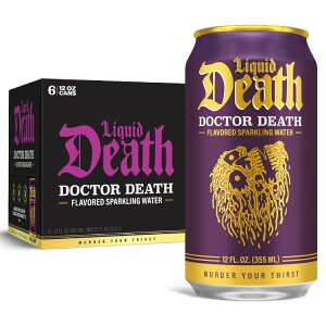 yAJEH}[gizLbhfX hN^[fX \[_Xp[NOEH[^[ 6{pbNi12IXʁj Liquid Death, Doctor Death, Soda-Flavored Sparkling Water, 6-Pack (12oz Cans) y