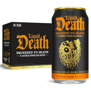 yAJEH}[gizLbhfX XNC[YhEgDEfX IWXp[NOEH[^[ 6{pbNi12IXʁj Liquid Death, Squeezed to Death, Orange-Flavored Sparkling Water, 6-Pack