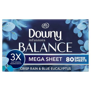 yAJEH}[giz_Ej[Ct[W K hC[V[g oX NXvCu[[J 80 Downy Infusions Mega Dryer Sheets Balance Crisp Rain and Blue Eucalyptus 80 C