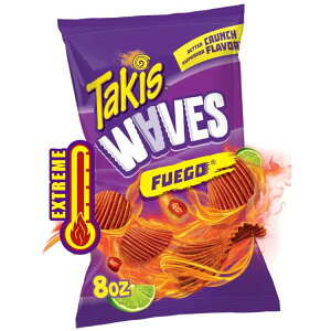 yAJEH}[giz^LX tGS EF[u VFATCY zbg`ybp[CEF[u|eg`bvX 226g Takis Fuego Waves 8 oz Sharing Size Bag, Hot Chili Pepper & Lime Wavy Potato Chips y