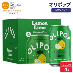 �I���|�b�v �v���o�C�I�e�B�N�X�\�[�_ ���������C�� 355ml 4�{ �p���g���[�p�b�N OLIPOP Prebiotic Soda, Lemon Lime, 12 fl oz, 4 Pack, Pantry Packs �y�����񂹏��i�z�y���킹�Ĕ��������z