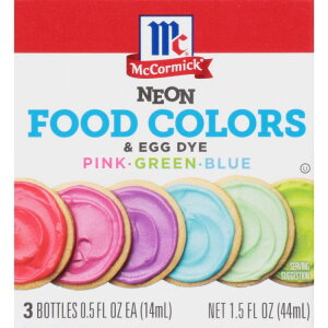 �}�R�[�~�b�N �R�[�V�� �l�I�� �t�[�h�J���[�����p�J���[ 3�F����{�b�N�X McCormick Kosher Neon Food Colors & Egg Dye, 1.5 fl oz Box �y�����񂹏��i�z