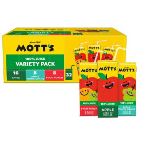 ���b�c 100%�A�b�v���W���[�X �o���G�e�B�p�b�N 200ml 32���� Mott's 100% Apple Juice Variety Pack, 6.75 fl oz, 32 Count Boxes �y�����񂹏��i�z