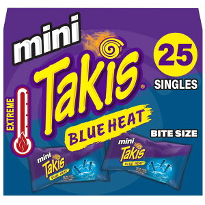 �^�L�X �u���[�q�[�g �~�j 25�ܓ��� �z�b�g�`���y�b�p�[���[���g���e�B�[���`�b�v�X Takis Blue Heat Mini 25 pc 1 oz Bite Size Box, Hot Chili Pepper Rolled Tortilla Chips �y�����񂹏��i�z