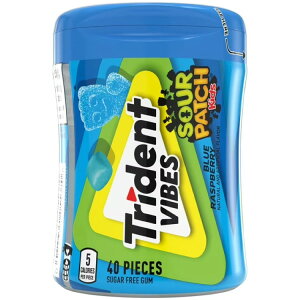 yAJEH}[gizgCfg oCuY T[pb`LbY VK[t[K u[Yx[ 40 Trident Vibes Sour Patch Kids Sugar Free Gum, Blue Raspberry, Regular Size, 40 Piece Bottle y