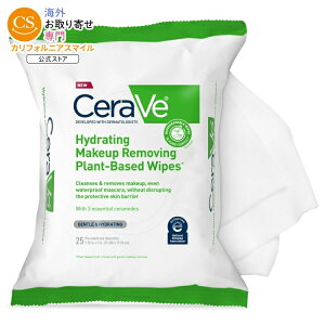 �Z�����B �n�C�h���[�e�B���O ���C�N���Ƃ� �A���R�� 25������ CeraVe Hydrating Makeup Removing Plant-Based Wipes, 25 Count �y�����񂹏��i�z�y���킹�Ĕ��������z