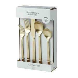 yAJEH}[gizx^[z[YK[fY o[ S[h XeXX`[ tbgEFA 20s[XZbg Better Homes & Gardens River 20-Piece Gold Stainless Steel Flatware Set y