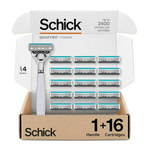 �V�b�N �N�A�g�� �`�^�j�E�� �����Y�֐n���J�~�\�� 4���n �{��1�{ �֐n16�� Schick Quattro Titanium for Men With 1 Razor and 16 Razor Blades Refills �y�����񂹏��i�z