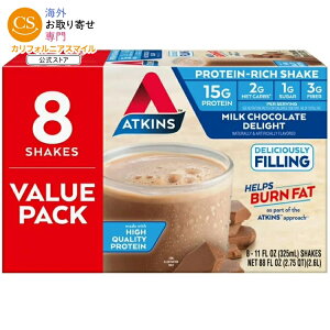 �A�g�L���X �v���e�C�� �V�F�C�N �~���N�`���R���[�g�f�B���C�g 325ml 8�{ Atkins Protein Shake, Milk Chocolate Delight, Keto Friendly, 8 Ct �y�����񂹏��i�z