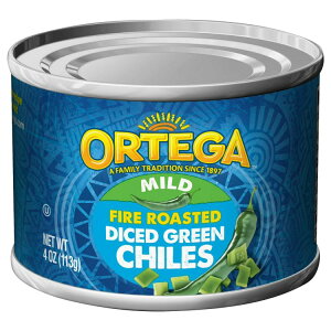 �I���e�K �t�@�C���[���[�X�g �}�C���h �_�C�X�J�b�g �O���[���`�� 113g Ortega Fire Roasted Mild Diced Green Chiles, Kosher, 4 oz �y�����񂹏��i�z
