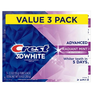 yAJEH}[gizNXg 3D zCg AhoX fBAg ~g ̃zCgjO  3.3IX 93.6g 3pbN Crest 3D Advanced Radiant Mint Teeth Toothpaste, 3.3 oz, 3 Pack y