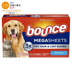 �o�E���X �y�b�g�w�A�������g�K�[�h ���K �����@�p�V�[�g �t���b�V���̍��� 30���� Bounce Pet Hair and Lint Guard Mega Dryer Sheets, Fresh Scent, 30 Count �y�����񂹏��i�z