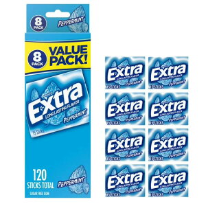 yAJEH}[gizGNXg yp[~g VK[t[K 15{×8pbN Extra Peppermint Sugar Free Gum Back To School Chewing Gum - 8 Pack y񂹏iz