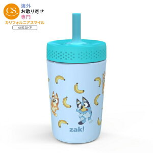�U�b�N�f�U�C���Y �u���[�C�[ �L�b�Y �X�g���[�^���u���[ ��355mL �X�e�����X�X�`�[�� �^��f�M �L���P�C�h�^���u���[ �R��h�~�o���u�t���V���R���X�g���[ Zak Designs 12oz Bluey Kids Straw Tumbler, S