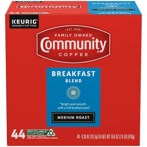 �R�~���j�e�B�R�[�q�[ �u���b�N�t�@�X�g�u�����h K�J�b�v�R�[�q�[�|�b�h 44���� Community Coffee Breakfast Blend Pods for Keurig K-cups 44 Count �y�����񂹏��i�z