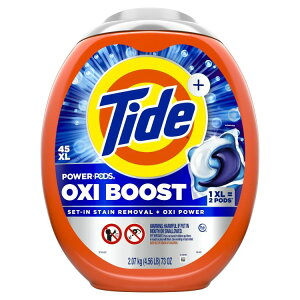 yAJEH}[giz^Ch ILVu[Xg p[|bY t̐܃JvZILVp[ 45 Tide Oxi Boost Power PODS Laundry Detergent Pacs, 45 Count y񂹏izy킹Ĕ