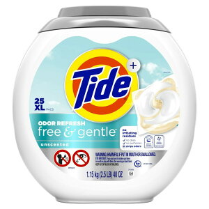 yAJEH}[giz^Ch p[|bY t[WFg Ih[tbV ܃pbN Eh^Cv 25 Tide Power PODS Free and Gentle Odor Refresh Laundry Detergent Packs, 