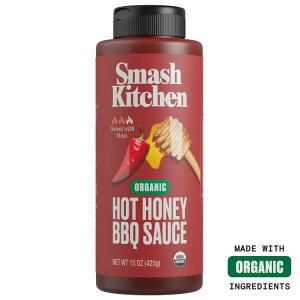 �X�}�b�V���L�b�`�� �I�[�K�j�b�N�z�b�g�n�j�[BBQ�\�[�X 425g Smash Kitchen Organic Hot Honey BBQ Sauce, 15 oz Bottle �y�����񂹏��i�z