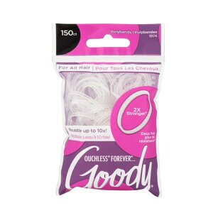 �O�b�f�B �I�b�`���X �t�H�[�G�o�[ �|���o���h 150�{ �N���A Goody Ouchless Forever Polyband Hair Ties, Clear Elastic Bands, All Hair Types, 150 Ct �y�����񂹏��i�z