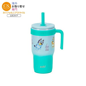 �U�b�N�f�U�C���Y �u���[�C�[ �L�b�Y �f�M�^���u���[ �X�g���[�t�� ��532mL �X�e�����X�X�`�[�� �R��h�~�J�b�v ������t�� Zak Designs Bluey Kids Tumbler with Straw, 18oz Stainless Steel Leak-Proof Cup with Handl