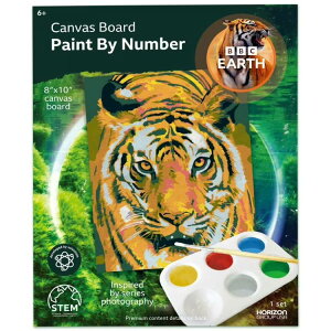 BBC�A�[�X �L�����o�X�{�[�h �y�C���g�o�C�i���o�[ �^�C�K�[ BBC Earth Canvas Board Paint by Numbers, Tiger �y�����񂹏��i�z
