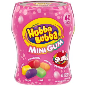 yAJEH}[giznooo ~j XLbgY t[o[ouK - 40 Hubba Bubba Minis Skittles Flavored Bubble Gum - 40 Ct Resealable Bottle y񂹏iz