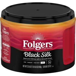�t�H���W���[�Y �u���b�N�V���N �[���� ���R�[�q�[ ��641g Folgers Black Silk Ground Coffee, Dark Roast, 22.6 oz Canister �y�����񂹏��i�z