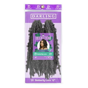 �_�[���� �o�^�t���C���b�N�X �N���V�F�w�A 2�p�b�N 12�C���` �J���[1B Darling Butterfly Locs Crochet Hair 2X Pack, 12 inch, #1B, Adult, Female �y�����񂹏��i�z