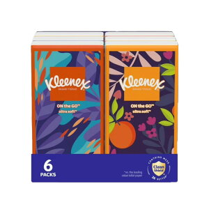 yAJEH}[gizNlbNX IUS[ tFCVeBbV 6 1pbN10 Kleenex On-The-Go Facial Tissues, 6 On-The-Go Packs, 10 Tissues per Pack, 3-Ply y񂹏iz