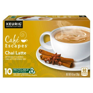 �J�t�F�G�X�P�[�v �`���C���e K�J�b�v�R�[�q�[�|�b�h 10���� Cafe Escapes, Chai Latte K-Cup Coffee Pods, 10 Count �y�����񂹏��i�z
