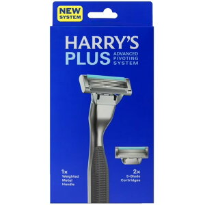 �n���[�Y �v���X �����Y�V�F�[�r���O�J�~�\�� �I�j�L�X �n���h���t 2���n �֐n2�� Harry's Plus Shaving Razor for Men with 2 Razor Blade Refill Cartridges, Onyx �y�����񂹏��i�z