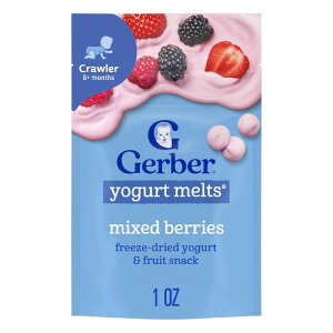yAJEH}[gizK[o[ Xe[W3 xr[t[hXibN ~bNXx[[Ogg 28g Gerber Stage 3 Baby Food Snacks, Mixed Berries Yogurt Melts 1 oz y񂹏iz